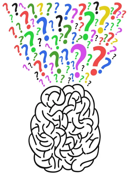 Isolated Brain Question Mark White Background — Stock Vector