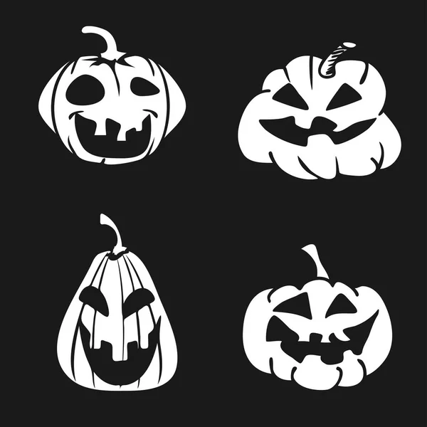 Isolé Dessin Animé Halloween Citrouille Visage Icône Fond Noir — Image vectorielle
