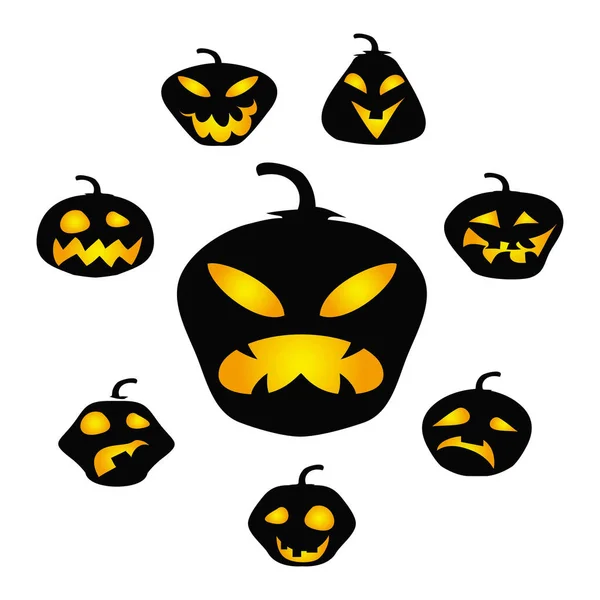 Vector Cara Calabaza Oscura Halloween Aislado Fondo Blanco — Vector de stock