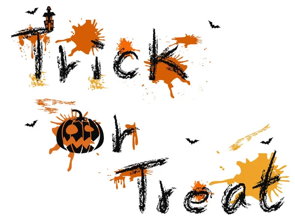 Trick Treat Palabras Diseño Aisladas Fondo Blanco — Vector de stock