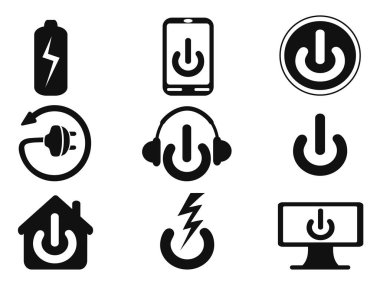 Beyaz arka plan ayarlamak izole güç simgeler