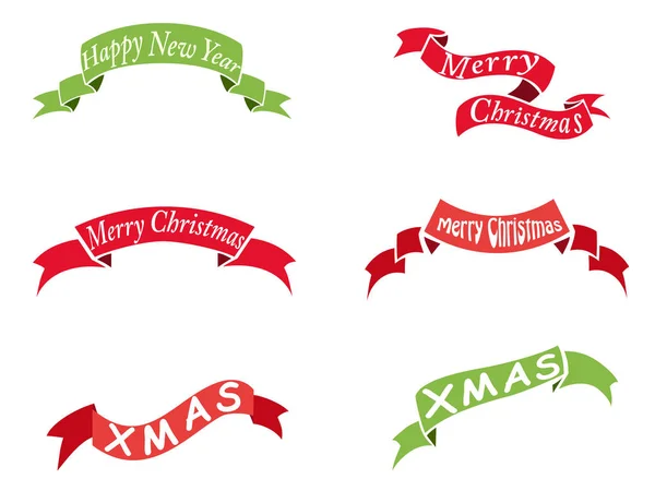 Isolated Christmas Vintage Banner Set White Background — Stock Vector