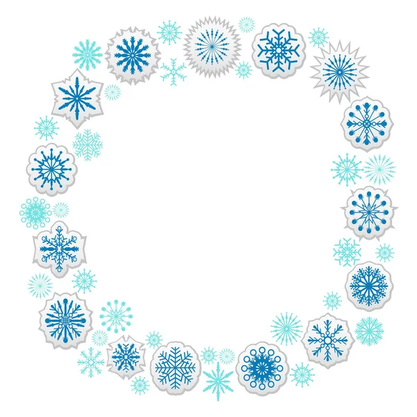 Isolierte Kreis Schneeflocke Mit Kopierraum Von Weißem Hintergrund — Stockvektor