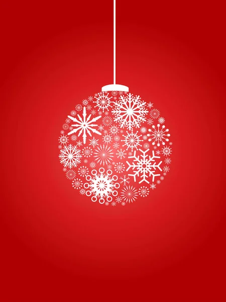Fondo Vacaciones Bola Navidad Copo Nieve Rojo — Archivo Imágenes Vectoriales