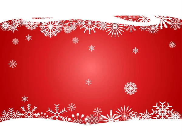 Fondo Vacaciones Curva Copos Nieve Rojos Para Diseño Navidad — Vector de stock
