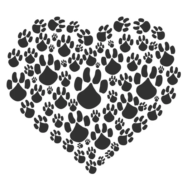 Isolated Black Heart Paw Background White Background Vector Graphics