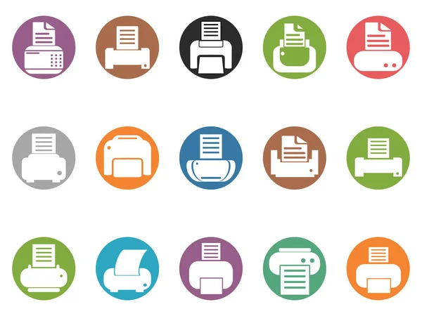 Isolated Printer Button Icons Set White Background Stock Vector