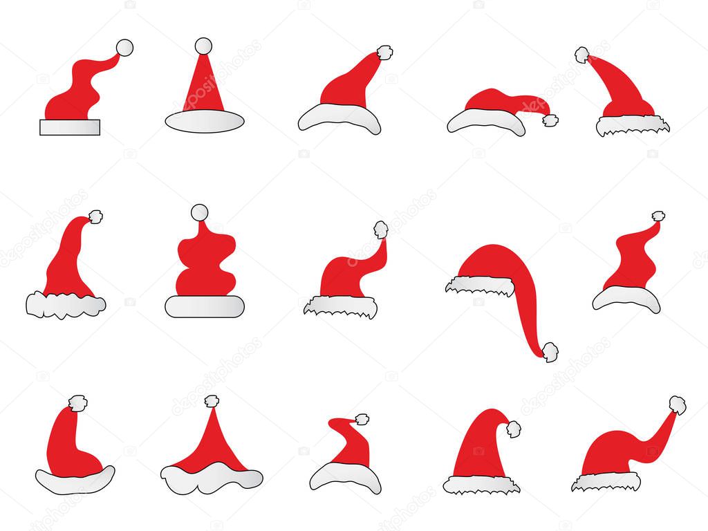 isolated cartoon Christmas Santa hat icon from whtie background