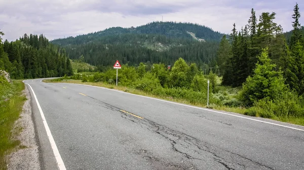 Viaggiare Norvegia Montagne Strade Valli — Foto Stock