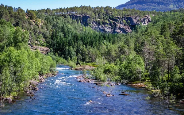 挪威的美丽的自然 山和山河 — 图库照片