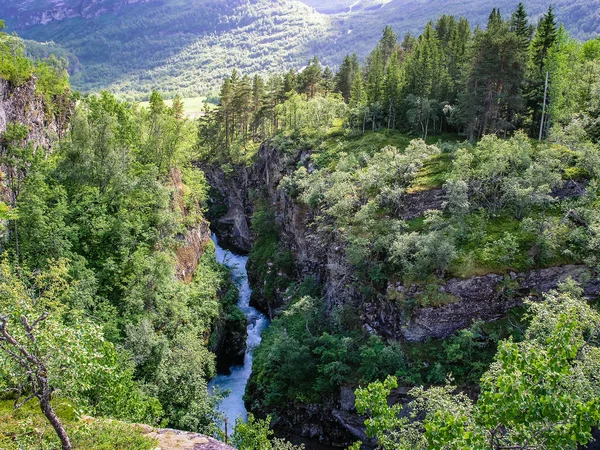 Belle Nature Norvégienne Montagnes Gorges Rivière Montagne — Photo