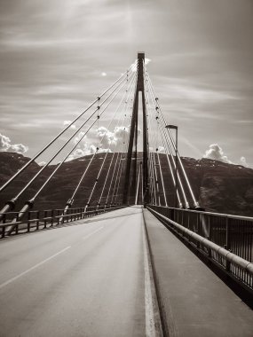 Norveç'te köprüde geçen bisikletçiler