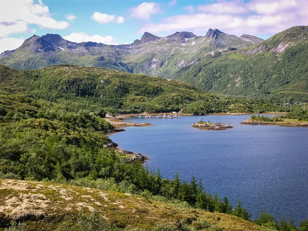 Die Fjorde Norwegens. felsige Küste. sonniger Tag — Stockfoto