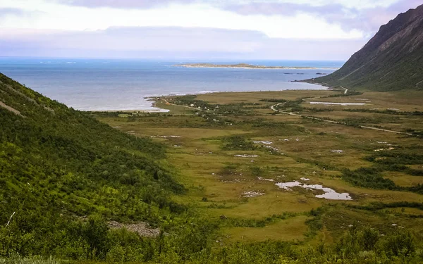 Fjorde von Norwegen, an der Küste eines kleinen Dorfes — Stockfoto