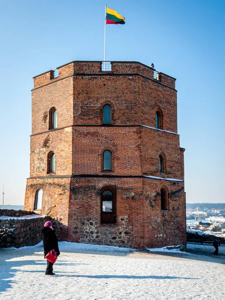 Vilnius manzaraları, orta çağdan kalma Gediminas kulesi — Stok fotoğraf