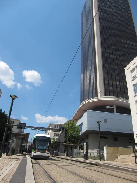 Nantes France Juli 2018 Straßenbahnlinie Der Nähe Der Tour Bretagne — Stockfoto