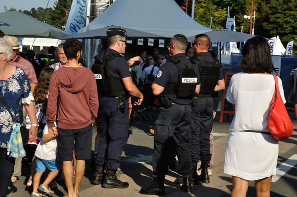 Polizia All Arrivo Una Gara Nautica Sul Porto Saint Brieuc — Foto Stock