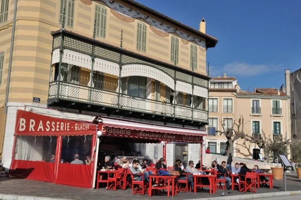 Cassis France February 2015 Coffee Terrace Port Cassis — Stock Photo, Image