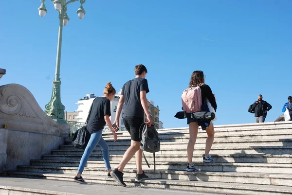 Marseilles France Octobre 2018 Voyageurs Devant Gare Saint Charles Marseille — Photo