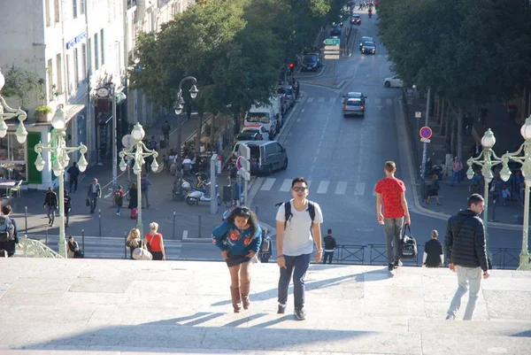 Marseilles France Octobre 2018 Voyageurs Devant Gare Saint Charles Marseille — Photo