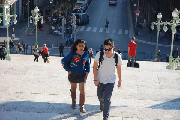 Marseilles France Octobre 2018 Voyageurs Devant Gare Saint Charles Marseille — Photo