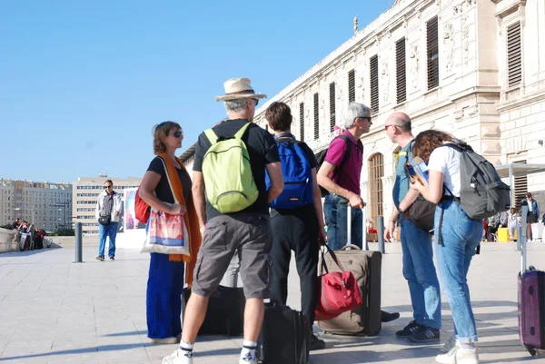 Marseilles France October 2018 Travellers Front Saint Charles Station Marseilles — стоковое фото