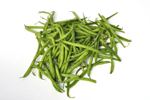 Haricots Verts Sur Fond Blanc — Photo