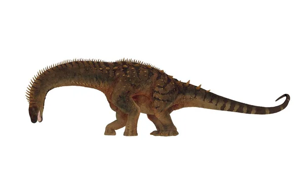 Cabeza de dinosaurio Alamosaurus abajo comiendo - 3D render — Foto de Stock