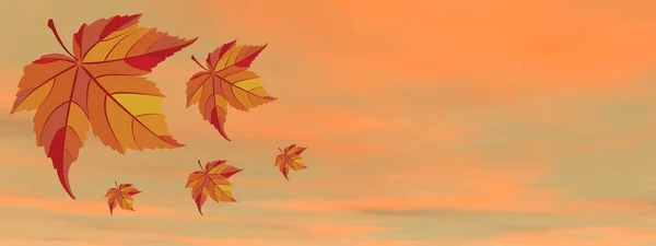 Autumn leaves in the sky background - 3D render — Stock Photo, Image