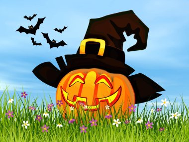 Cadılar Bayramı kabağı yüzleri - 3 boyutlu görüntüleme