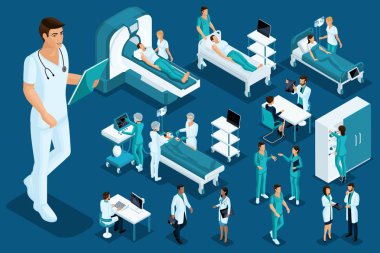 Toplantıda tıp, Doktor, sağlık görevlisi, büyük cerrah, tıbbi cihazlar, teşhis, tedavi, tıbbi ekipman büyük bir set