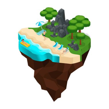 Toplantıda dinlenme plaj, nehir, göl, deniz kıyısında, kızlar güneşlenmek, orman manzarası, dağlar, taşlar. Büyük güzel peri Adası