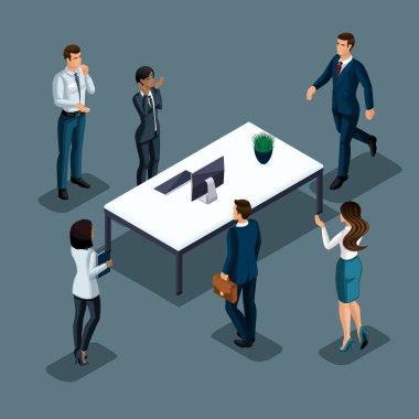 Toplantıda işadamı farklı milletlerden gri bir arka plan üzerinde iş yapıyorsun. Geliştirme uluslararası iş, konferanslar, toplantılar 2 ayarlayın.