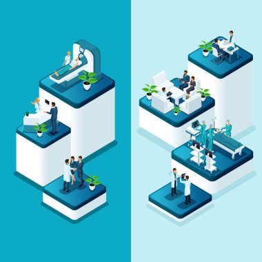 İzometrik hastane, tıbbi MRI tarama, ameliyathane doktorlar, Fluorography işlemi, cerrah Office Tanılama ile afiş özel klinik