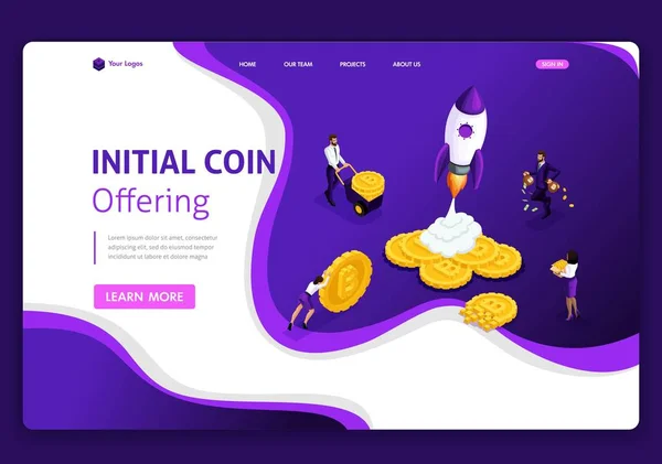 Website Isometric Landing page concept of Startup your project for website and mobile website (dalam bahasa Inggris). Mudah untuk mengedit dan menyesuaikan — Stok Foto