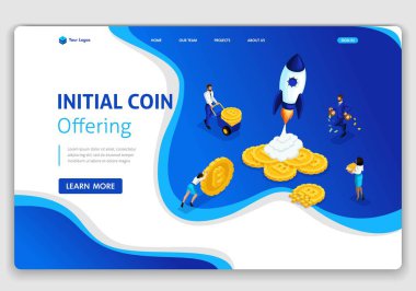 Şablon Web sitesi izometrik açılış sayfası kavramı ilk madeni para sunan ICO için kripto sunucuları ile bağlı. Staptup ICO. Düzenlemek ve özelleştirmek kolay