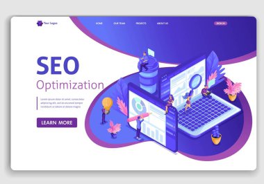 Şablon tasarım Seo analitik açılış sayfası. İzometrik arama motoru optimizasyonu analiz kavramı. Bu web sayfaları etrafında çalışan diğer uzmanlar. Düzenlemek ve özelleştirmek kolay