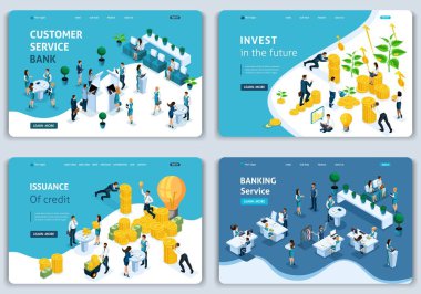 Web sitesi şablonları, kar büyüme, yatırımlar gelecekte, bankacılık hizmet, kredi verme kümesi. Vektör illüstrasyon kavramlar için Web sitesi ve hareket eden