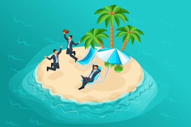 Kalite Isometry, masal Adaları özgür çalışma parlak bir bileşimi. Herhangi bir ofis çalışanı rüyası. Promosyon ürünleri için