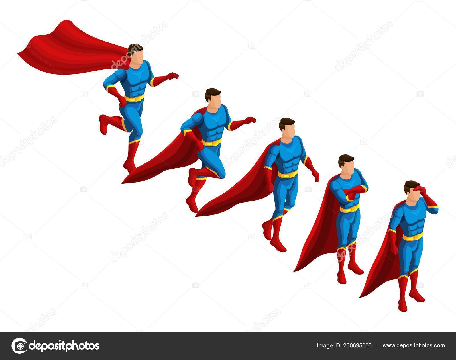 他们是一群超级英雄, 是一套穿着雨衣的超人的动作。跑, 赶紧, 去寻找图库矢量图©ElizaLIV 230695000, image size:1600x1264