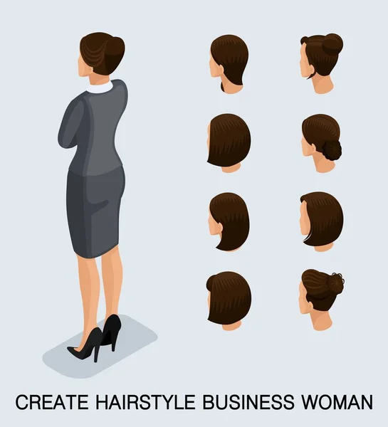 Isometrisk Set kvinnors hårklippning — Stock vektor