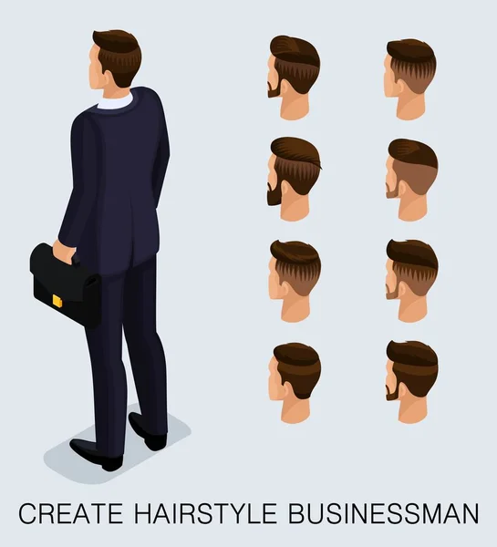Tagli di capelli da uomo d'affari isometrici — Vettoriale Stock