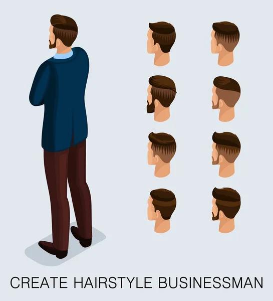 Tagli di capelli da uomo d'affari isometrici — Vettoriale Stock