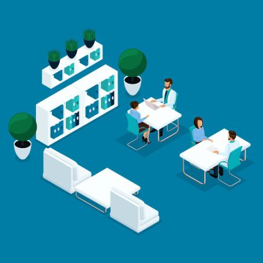 İzometrik kabine hastane arkadan görünüş