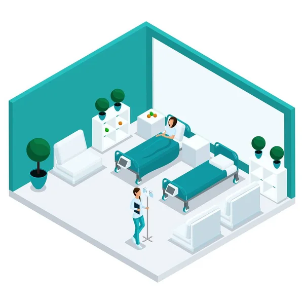 Isometry Gabinete Hospital Vista da Frente —  Vetores de Stock