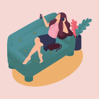 İzometrik genç kadınlar çalışma ve evde çalışma