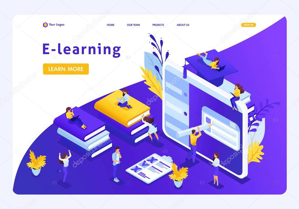 Isometric Landing Page for Education