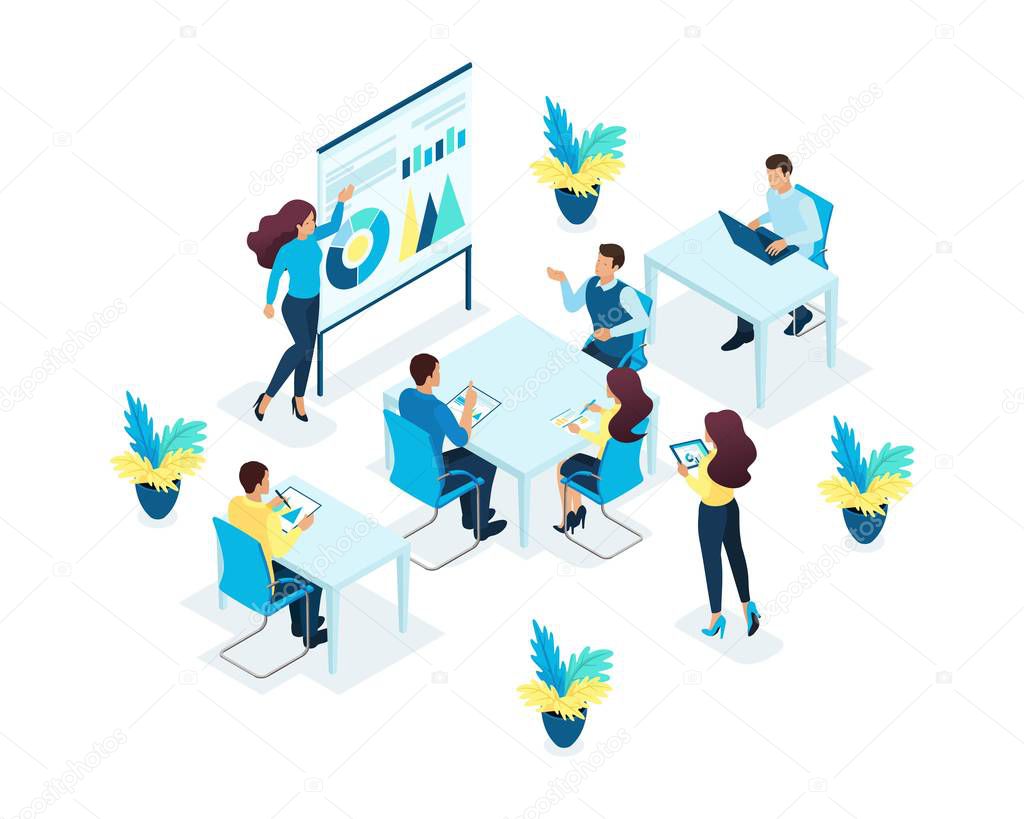 Isometric Concept for Office Staff Training