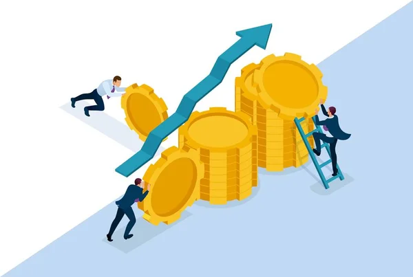 Qalidades de Liderança Isométrica, Página de Aterragem —  Vetores de Stock