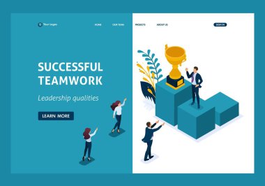 İzometrik kavram başarı iş, ekip çalışması